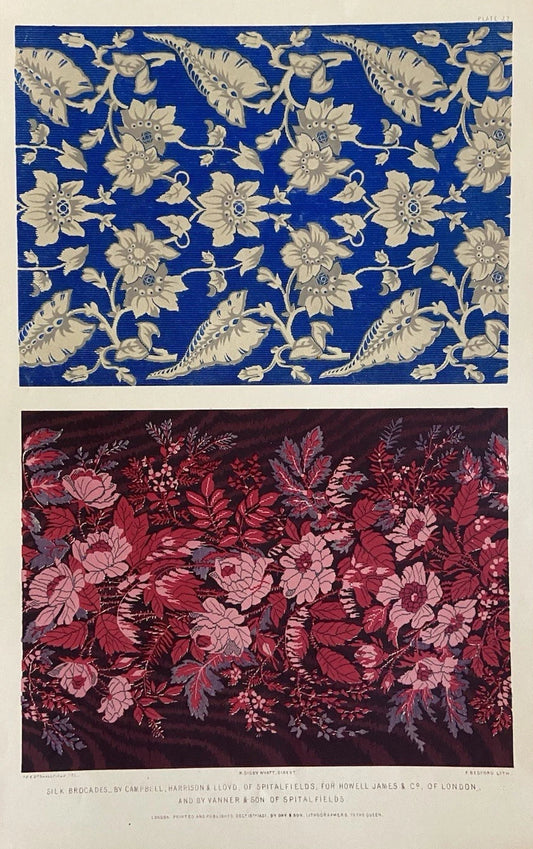 Antique Victorian Textile Print – Silk Brocades by Campbell, Harrison & Lloyd 1851