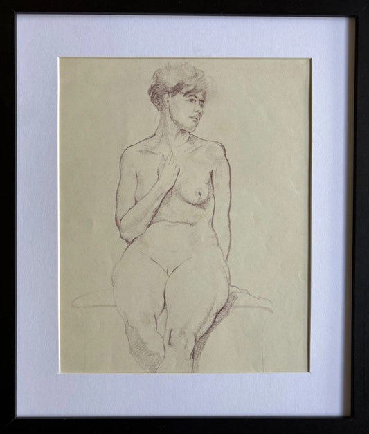 Mid-20th Century Academic Female Form  Pencil Drawing Classical Life Study