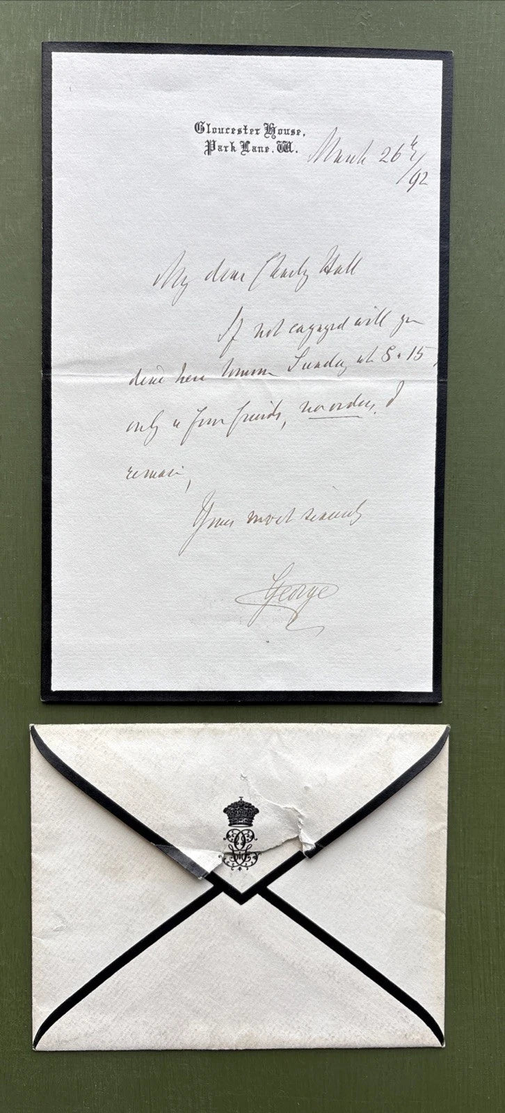 Prince George Duke of Cambridge Signed Letter With Envelope to Sir Charles Hall