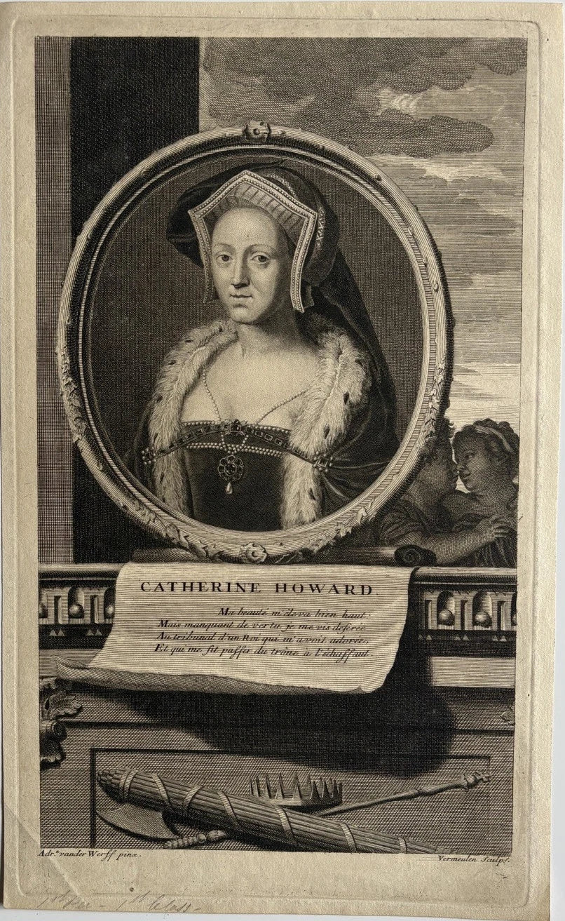 Antique Engraving Catherine Howard – Fifth Wife of King Henry VIII of England