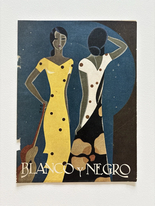 Antique Art Deco Fashion Cover Blanco y Negro Magazine Flamenco-Inspired Dresses