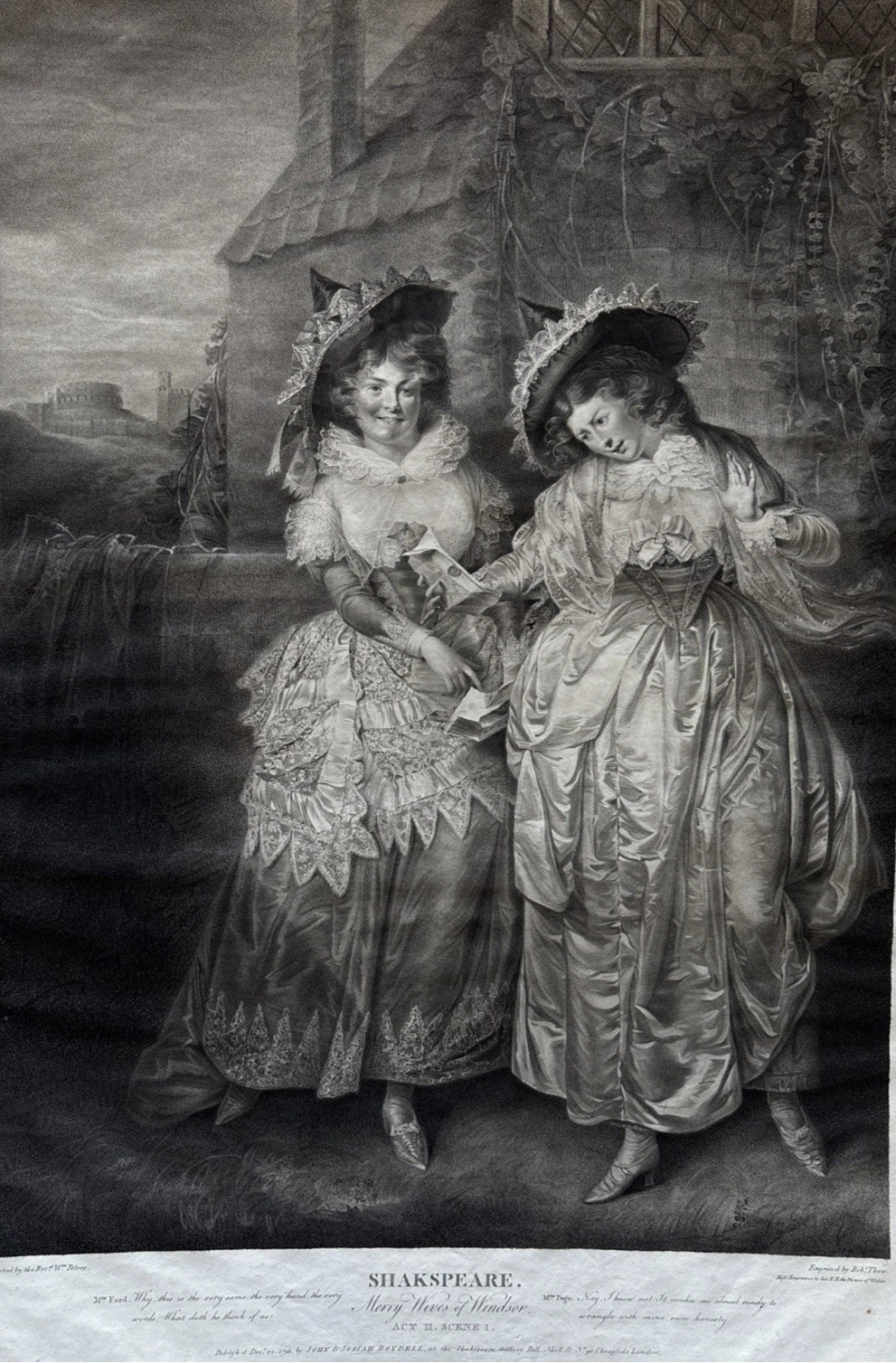 Antique Engraving Shakespeare, Merry Wives of Windsor, Act 2, Scene 1 - 1973