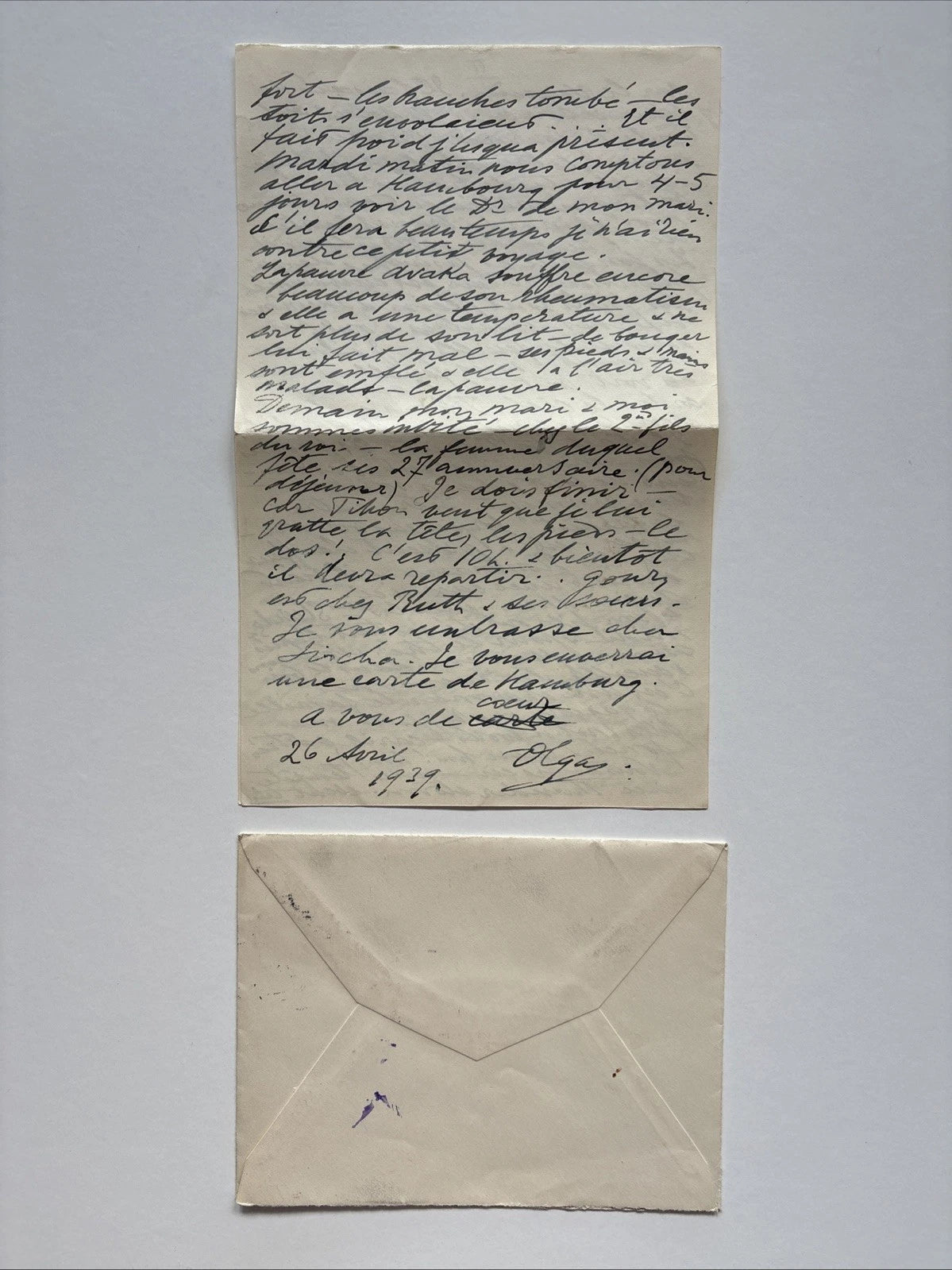 Antique Imperial Russian Signed Letter Grand Duchess Olga Alexandrovna of Russia 1939