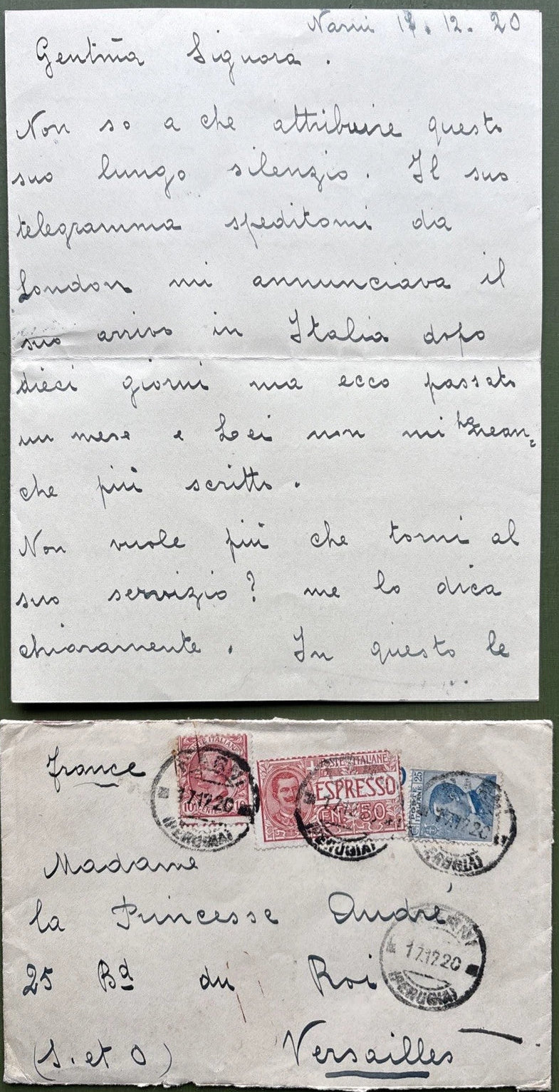 Russian Imperial Family Letter To Princess Andrew of Russia From Her Servant