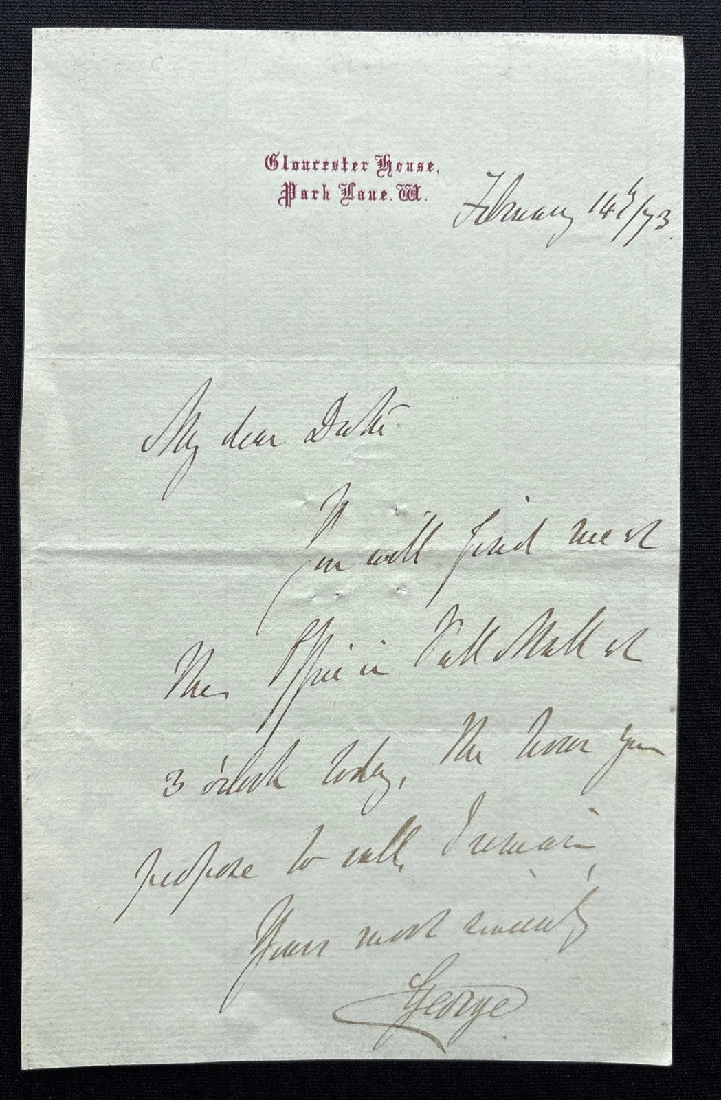 Prince George Duke of Cambridge Signed Royal Letter To Sir Martin Andrew Dillon