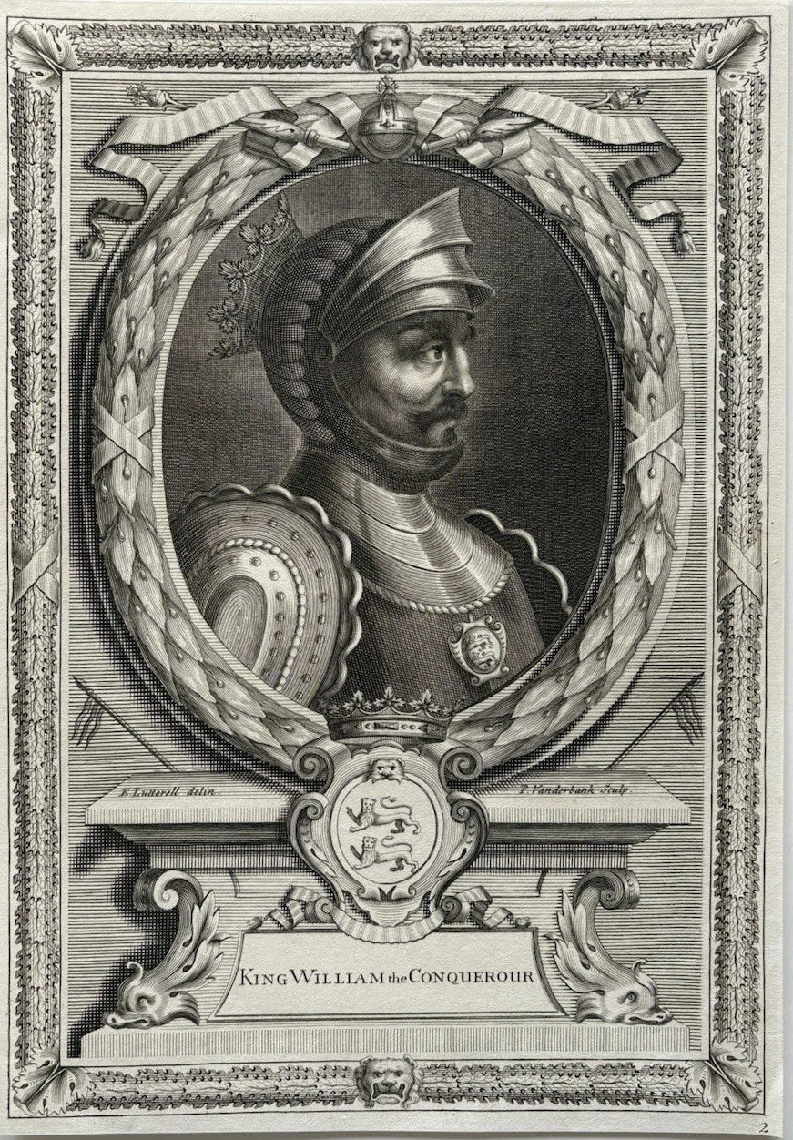 Antique Royalty Engraving Portrait of King William the Conqueror 1706