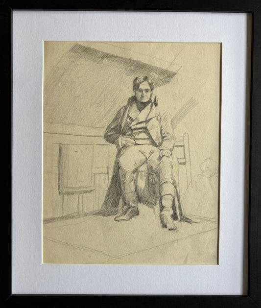 Antique Male Figure Framed pencil Drawing Still Life Walter Richard Sickert