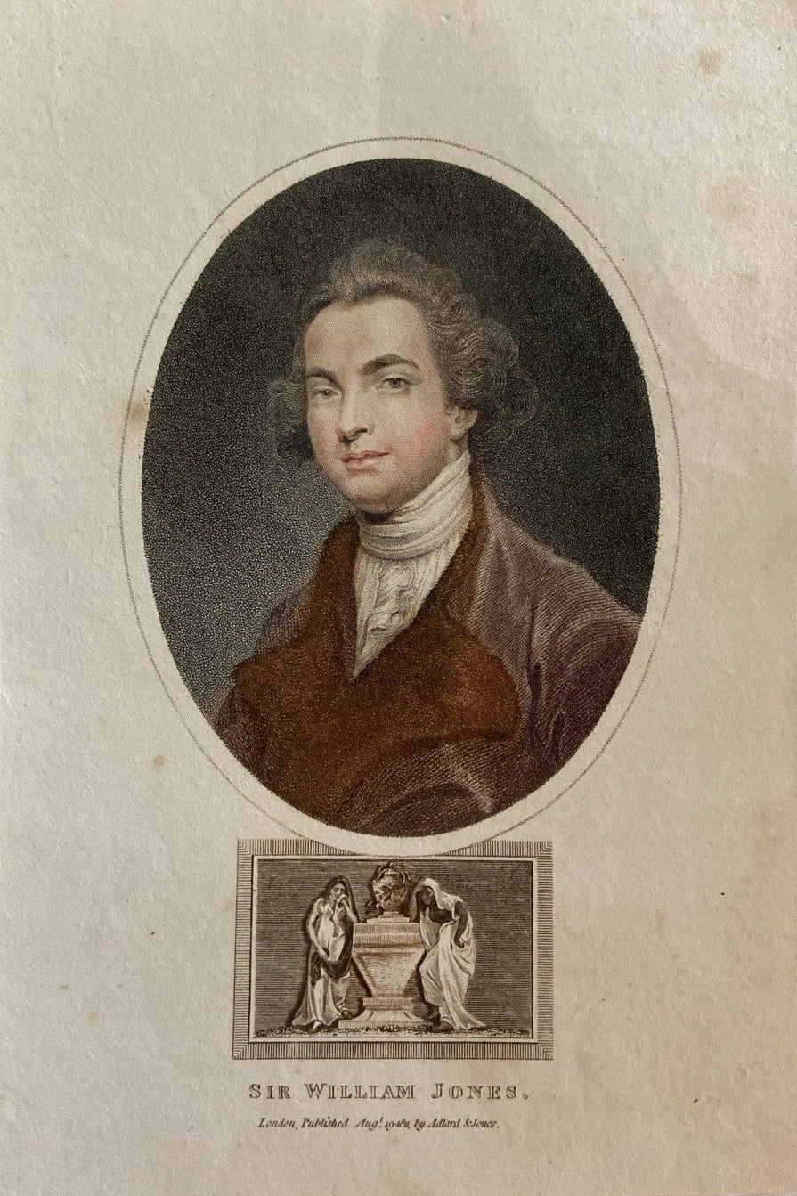 Antique engraving Portrait Sir William Jones Eminent Orientalist, Scholar 1804