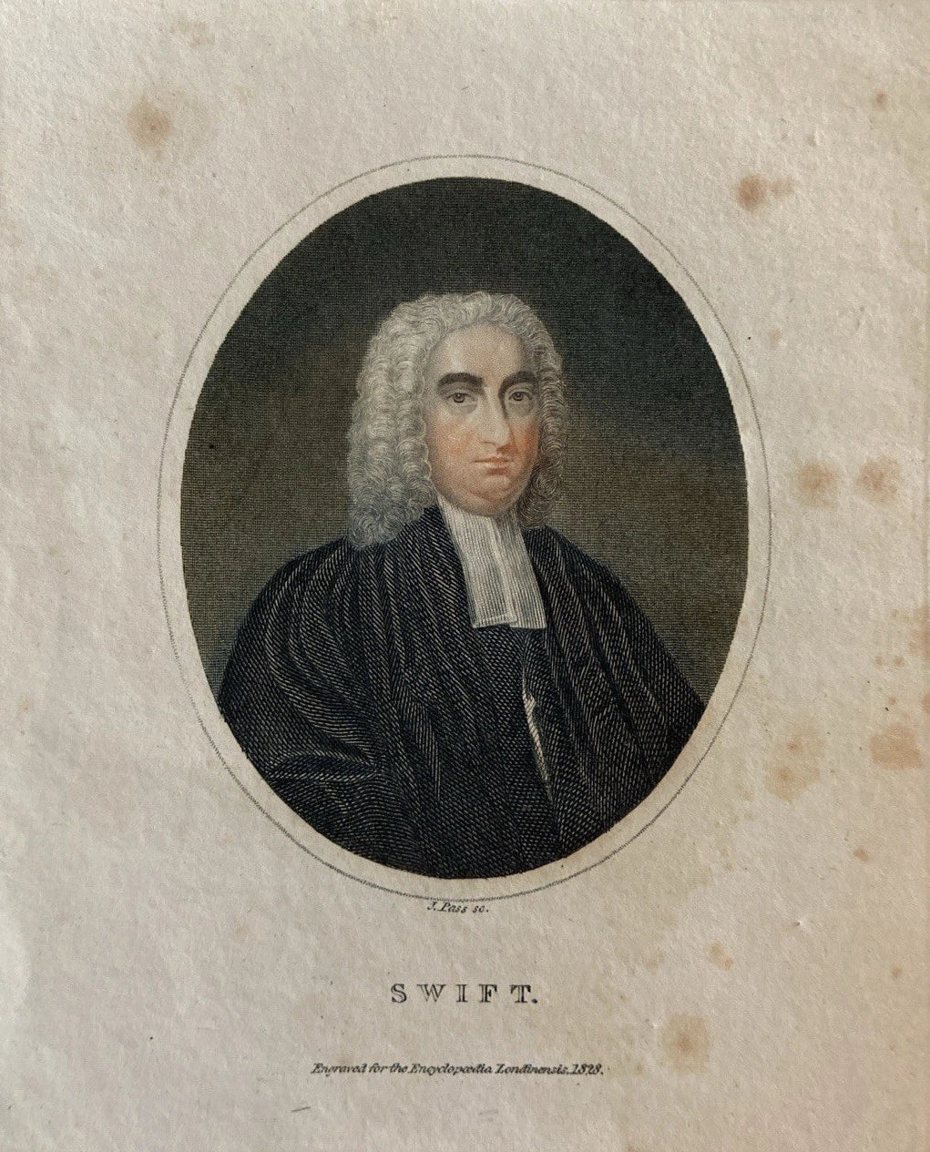 Antique Engraving – Jonathan Swift, Satirist & Author of Gulliver’s Travels 1822