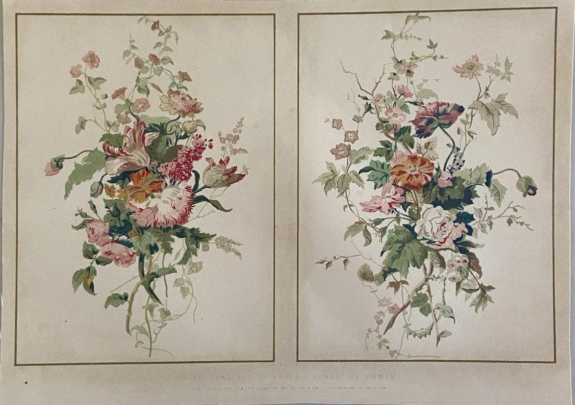 Antique Victorian Floral Wallpaper Print – Paper Hangings by Mader Frères, Paris 1852