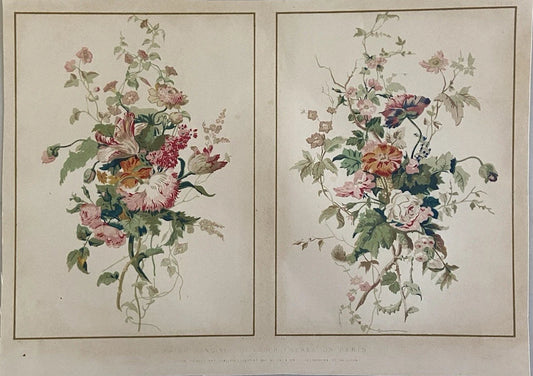 Antique Victorian Floral Wallpaper Print – Paper Hangings by Mader Frères, Paris 1852