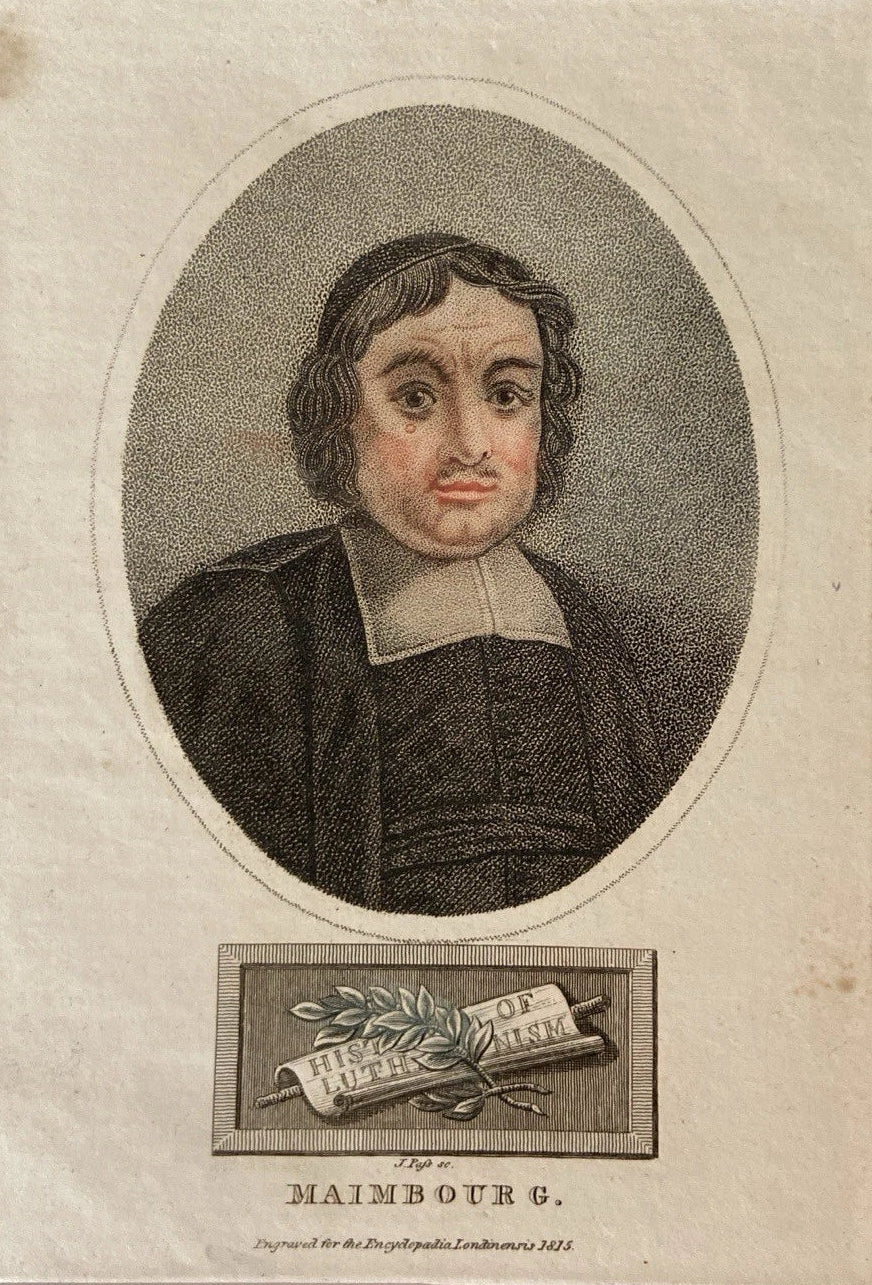 Antique 1825 Engraving Louis Maimbourg Jesuit Historian History of Lutheranism