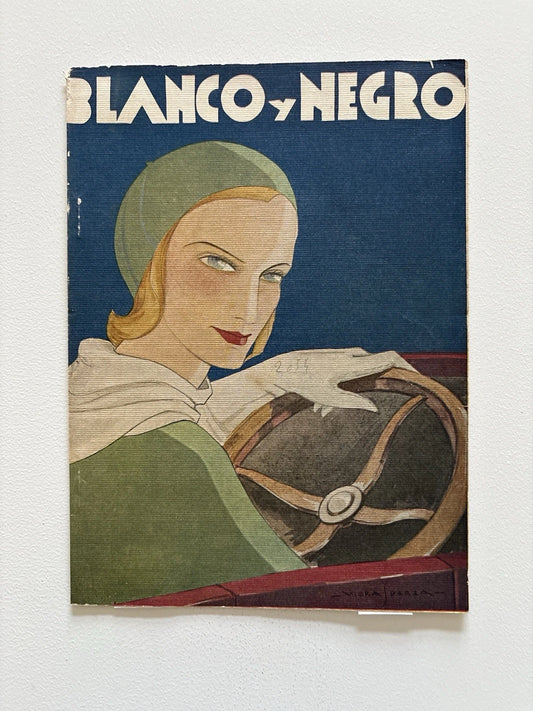 Antique Speed & Style Art Deco Driving Woman Viera Sparza, Blanco y Negro Cover