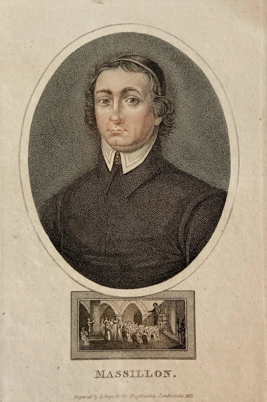 Antique Engraving Jean-Baptiste Massillon, Great French Preacher & Bishop 1825