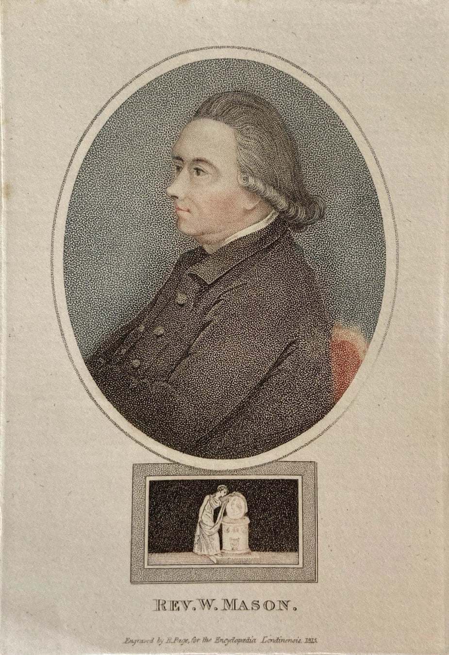Antique 1823 Engraving of Rev. William Mason – Poet & Biographer of Thomas Gray