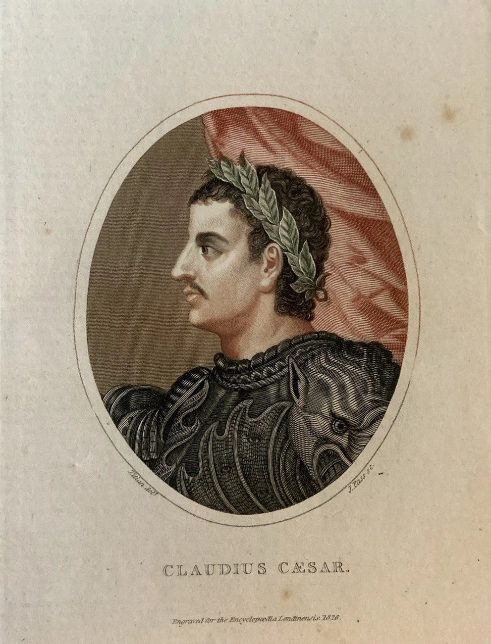 Antique 1826 Engraving of Claudius Caesar – Roman Emperor