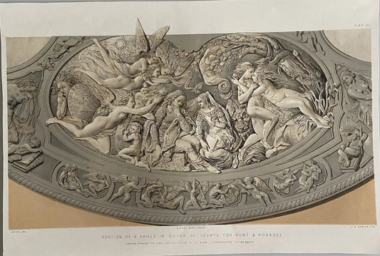 Antique Victorian Engraving Portion of a Silver Shield by Vechte for Hunt & Roskell 1852