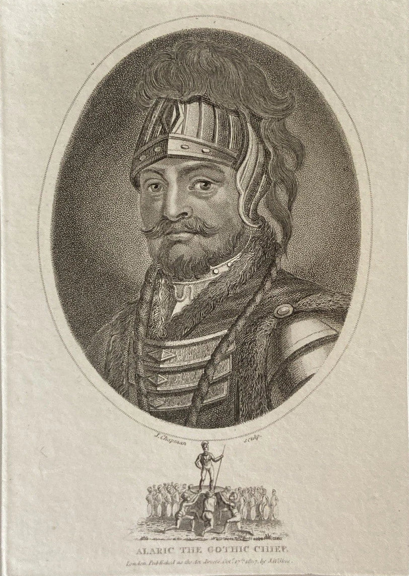 Antique 1807 Engraving of  Alaric I, the Visigothic King