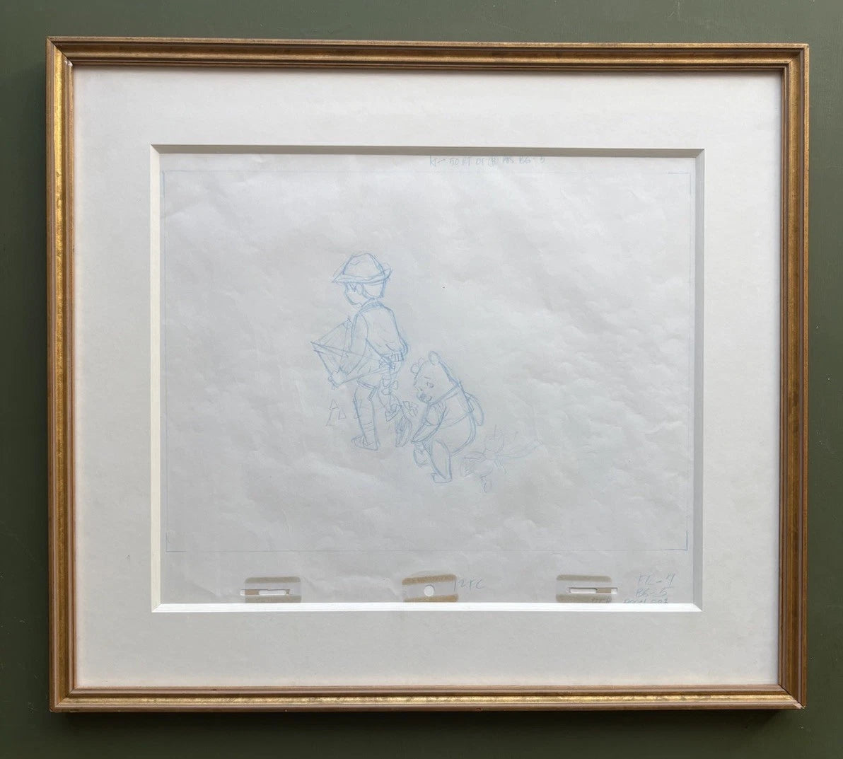 Christopher Robin and Winnie-the-Pooh Originally Blue crayon on paper Drawing
