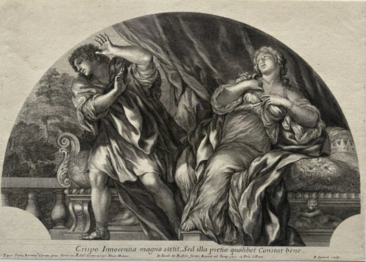 Antique Baroque Engraving Crispus and Fausta, After Pietro da Cortona 1677