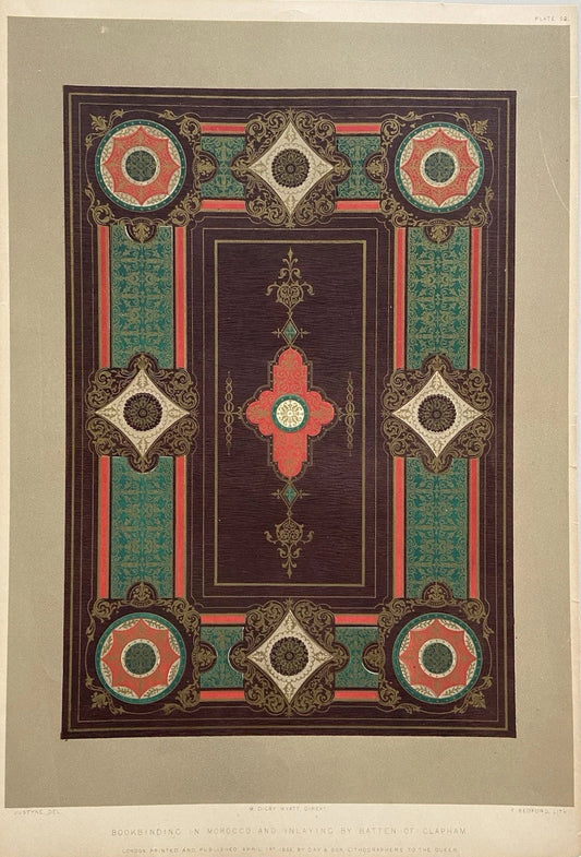 Antique Victorian Print Bookbinding in Morocco & Inlaying by Batten of Clapham 1852