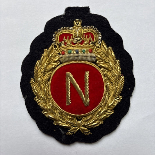 Bullion Embroidered Royal Crown Badge with “N” Monogram and Laurel Wreath