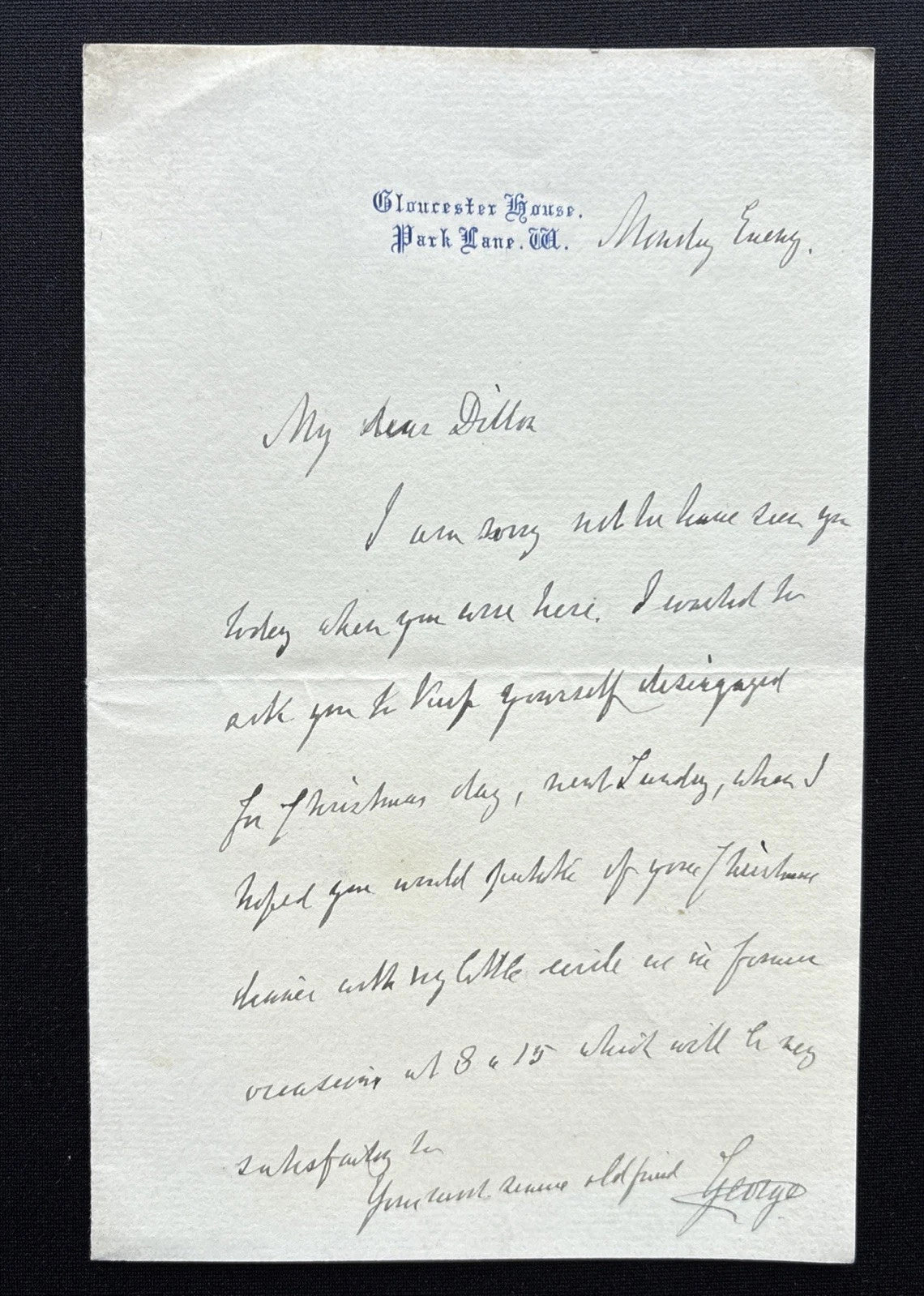 Prince George Duke of Cambridge Signed Royal Letter To Sir Martin Andrew Dillon