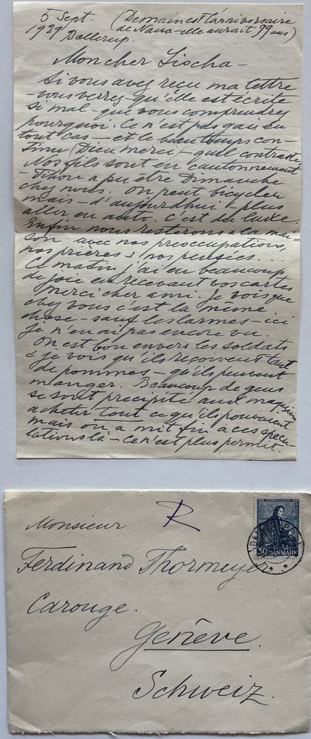 Antique Imperial Russian Signed Letter Grand Duchess Olga Alexandrovna of Russia 1939
