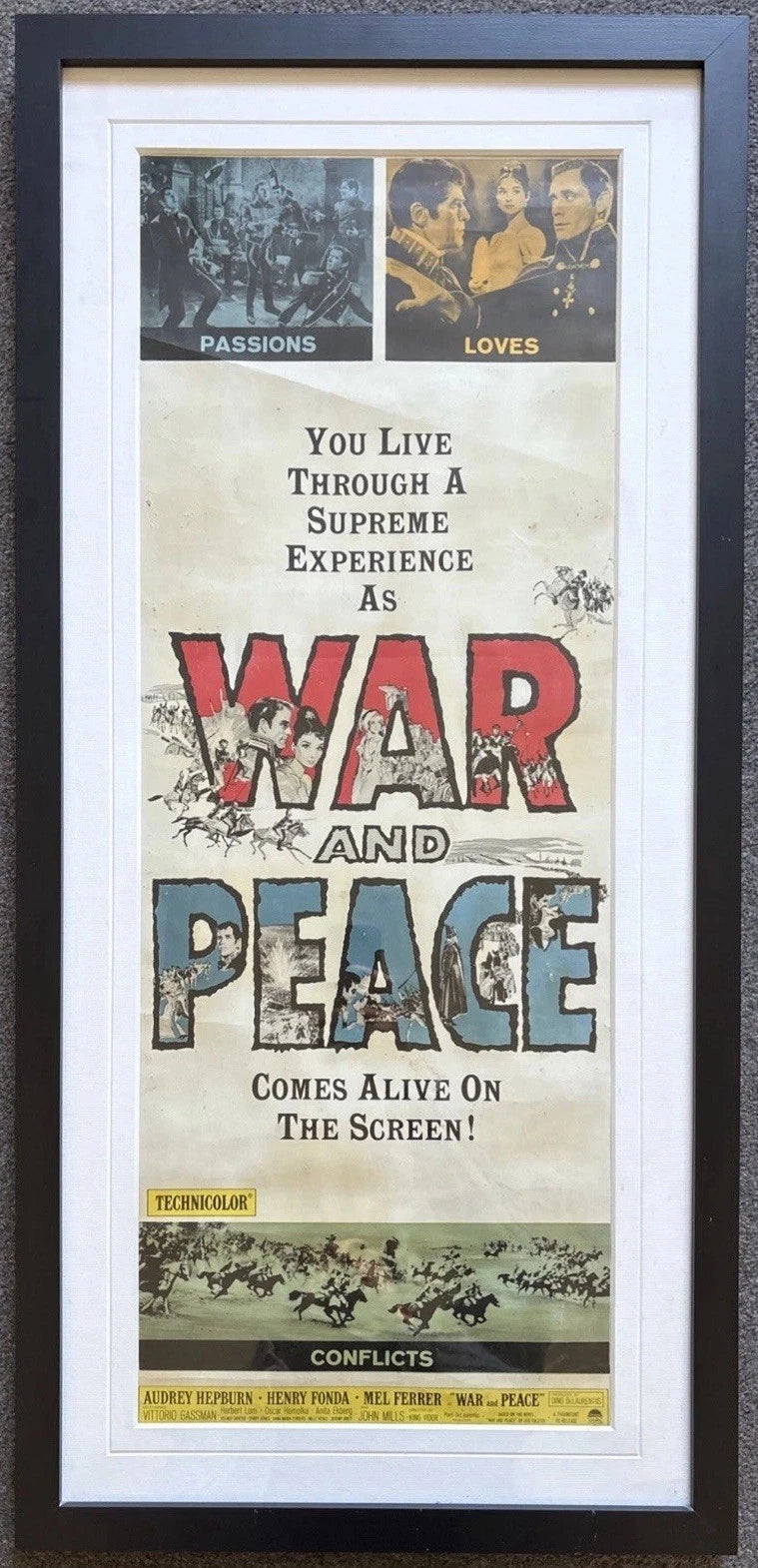 War and Peace Vintage Original Movie Poster 1956 Audrey Hepburn Leo Tolstoy
