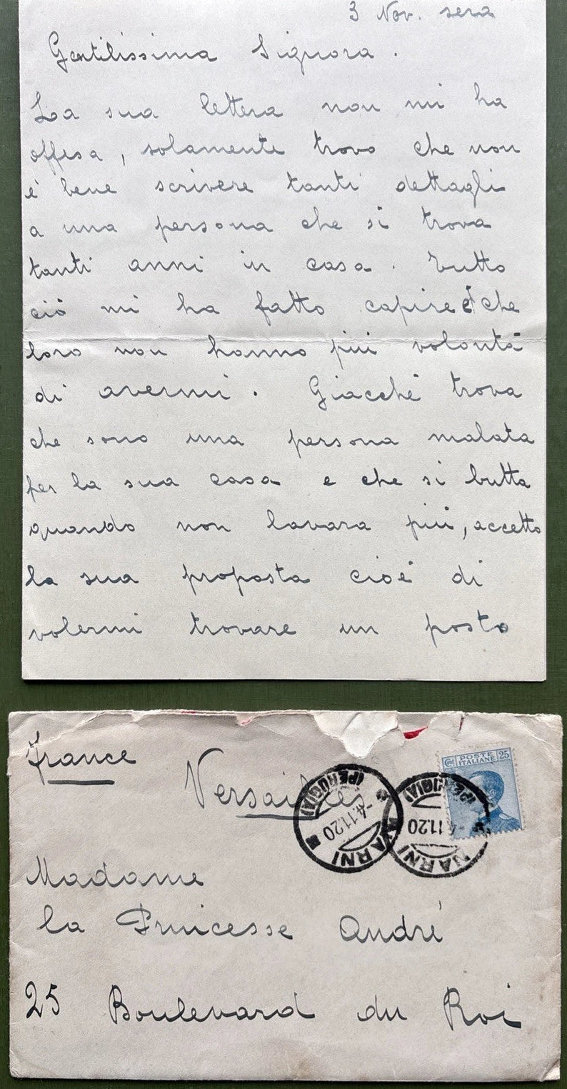 Russian Imperial Family Letter To Princess Andrew of Russia From Her Servant