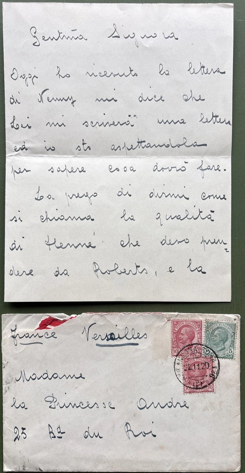 Russian Imperial Family Letter To Princess Andrew of Russia From Her Servant