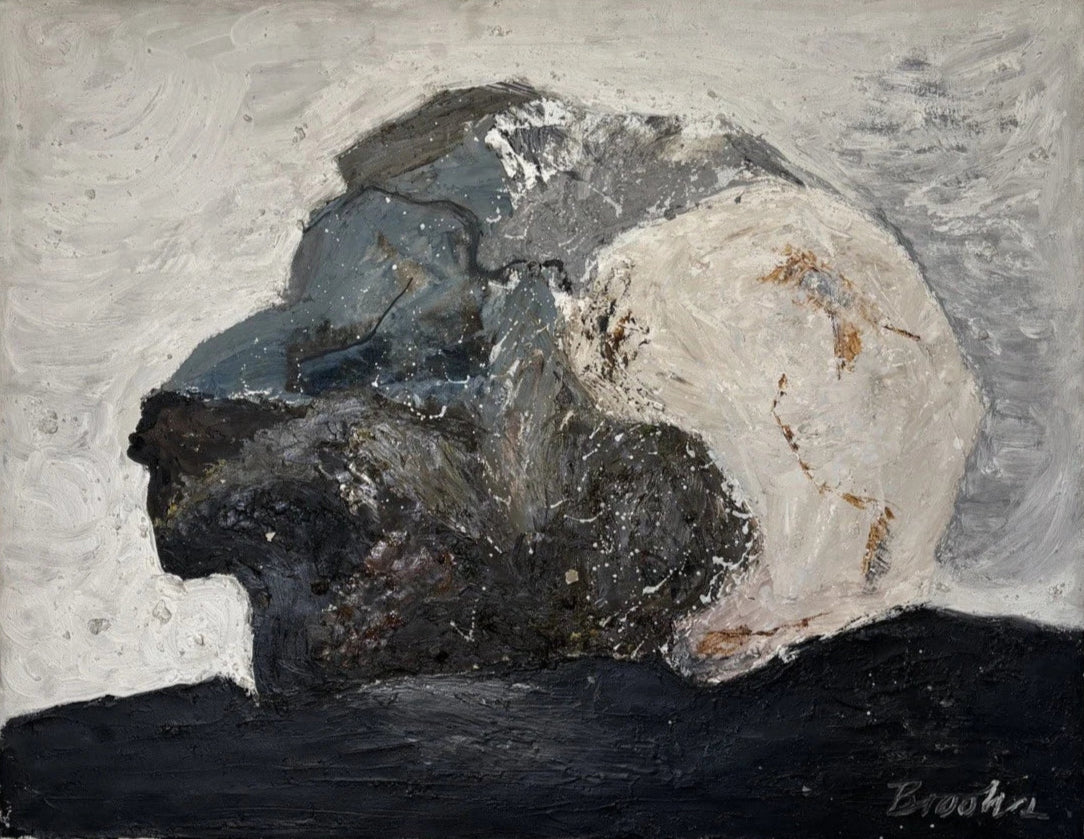 ERN BROOKS  OIL PAINTING STUDY OF A ROCK