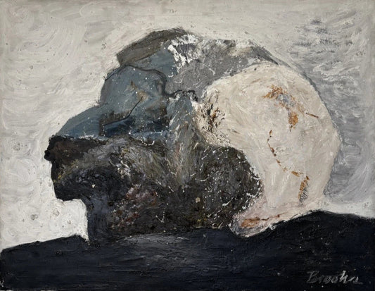 ERN BROOKS  OIL PAINTING STUDY OF A ROCK